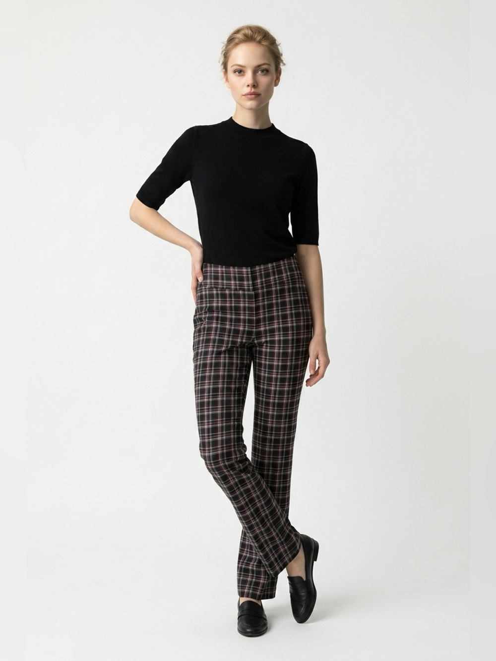 Plaid pull on trousers